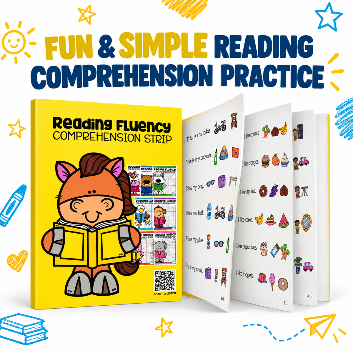 Inside the Reading Fluency Comprehension Strip workbook.