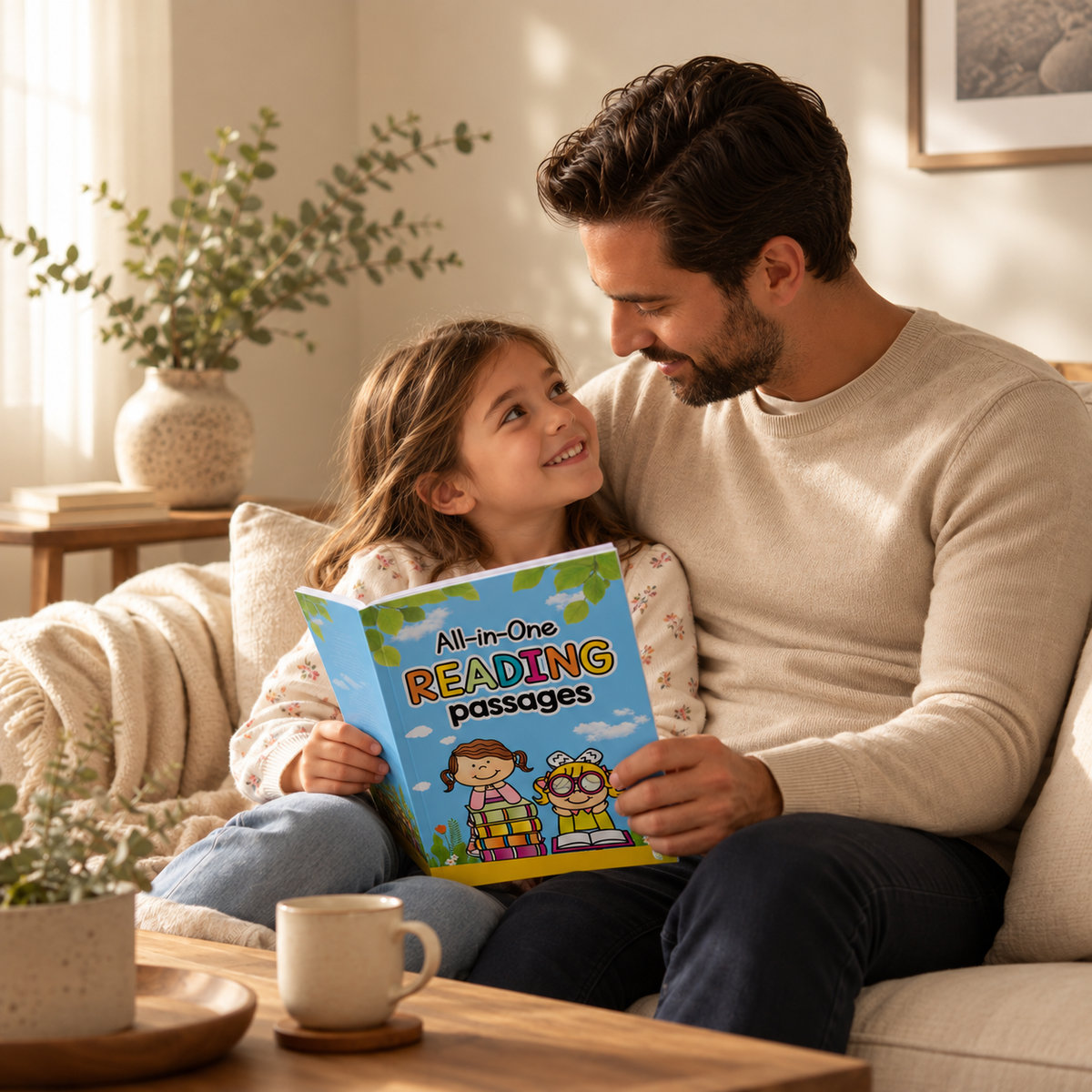 Parent and child reading the book together