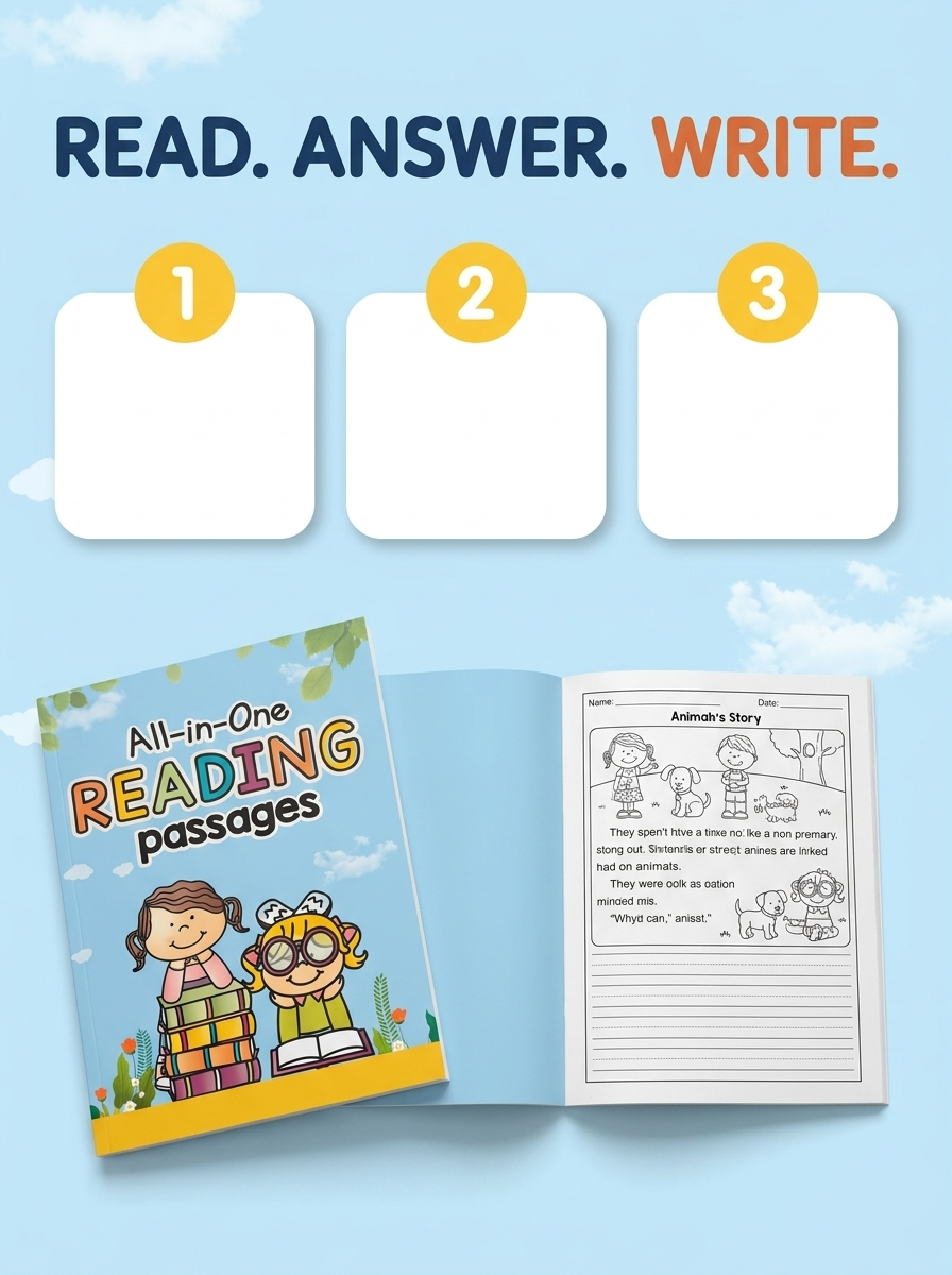 Read, answer and write on every page